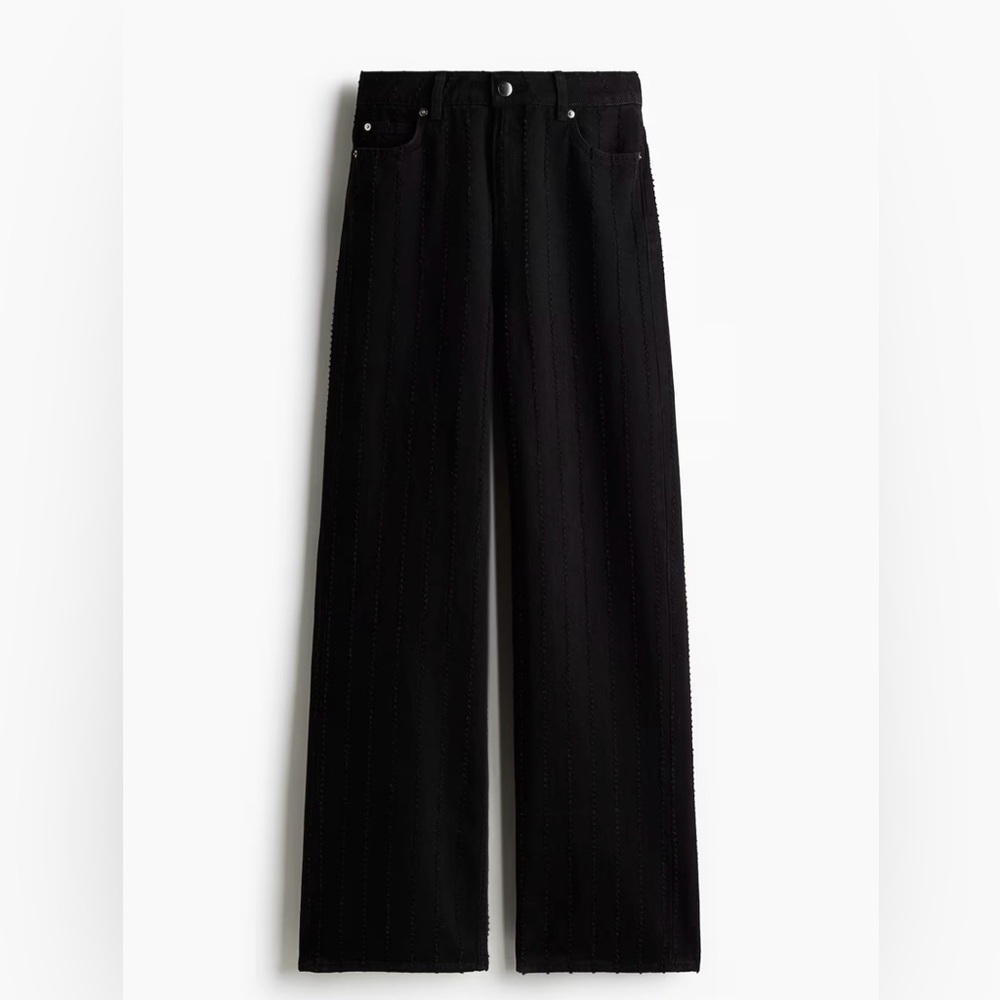 H&M black textured crease jeans